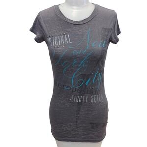 Aeropostale Jr Womens Y2K Burnout Graphic TShirt Small Grunge 2000 Embellished